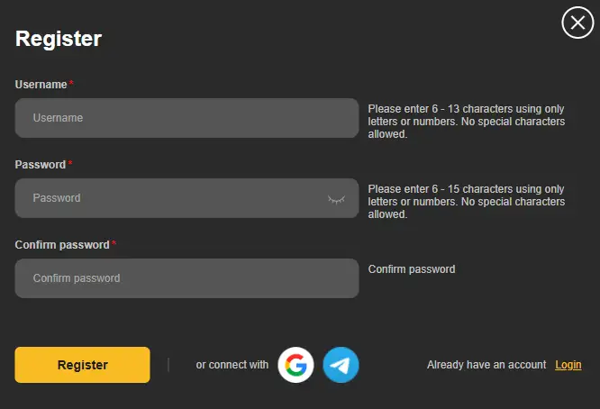 GOOD111 register account sign up form page